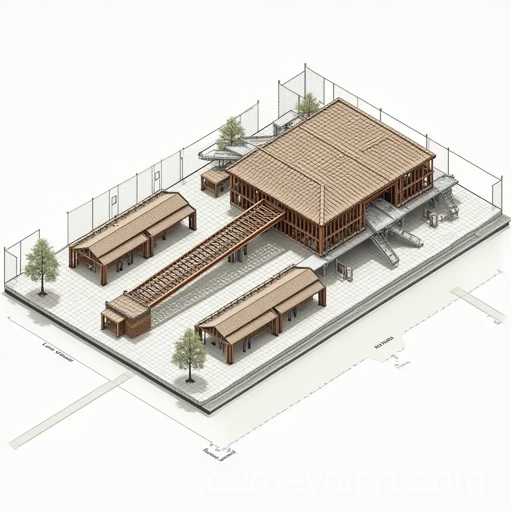 AxonAI-Art-Prompt-Expansionometric-CAD-Drawing-of-Kengo-Kuma-Inspired-Small-Airport-Terminal-with-Timber-Structure