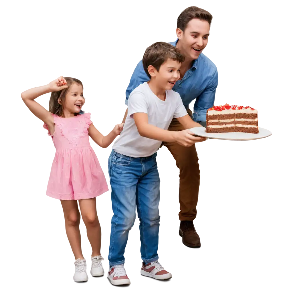 Joyful-Children-Enjoying-a-Delicious-Piece-of-Cake-PNG-Image-for-Bright-and-Clear-Visuals