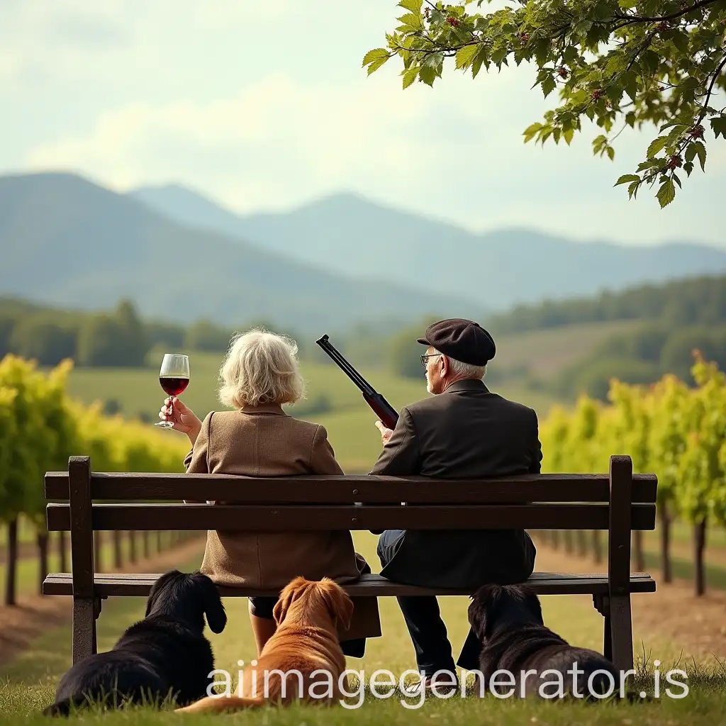 Elderly-Couple-Enjoying-Scenic-View-of-Vineyards-andAI-Image-Expansion-Pyrenees-Mountains-with-Dogs