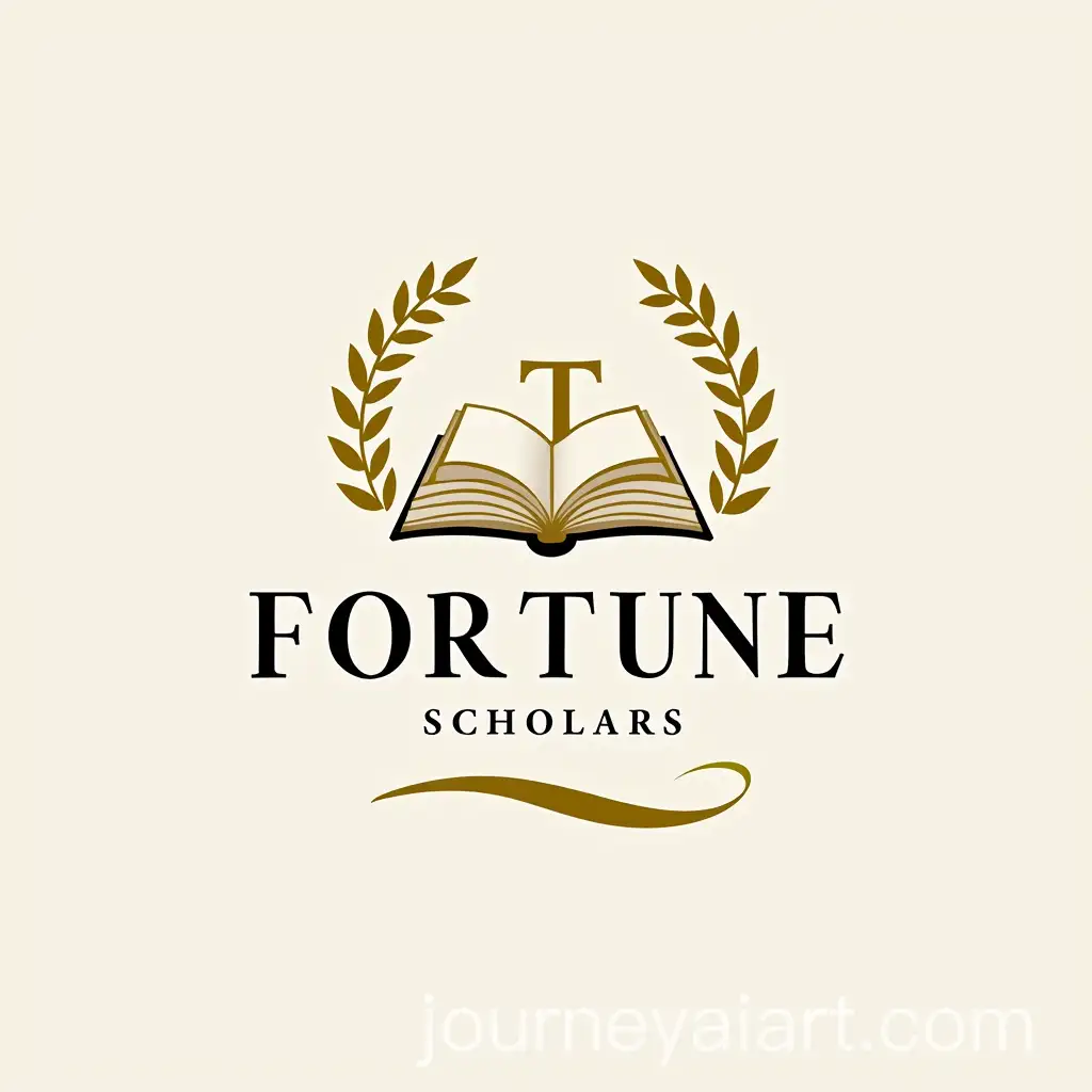 Elegant-Fortune-Scholars-Logo-with-Gold-Book-and-Laurel-Wreath