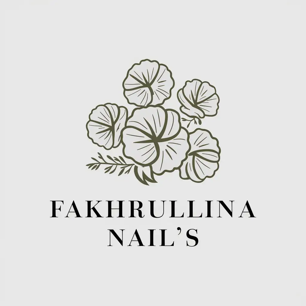 a vector logo design,with the text "Fakhrullina nail's", main symbol:Flowers,Moderate,be used in Beauty Spa industry,clear background