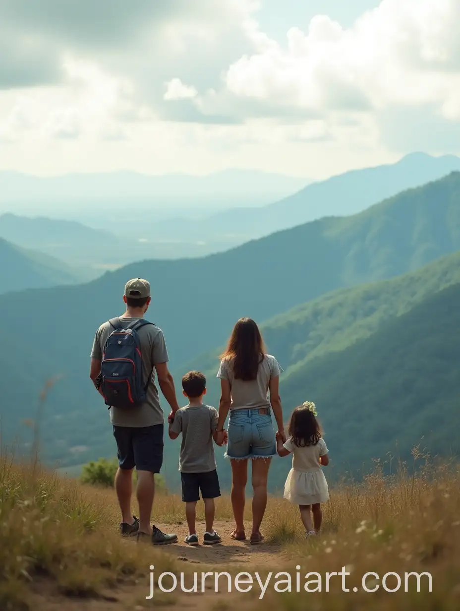 Thai-Family-of-Four-on-Top-of-the-Mountain-in-Realistic-Photography