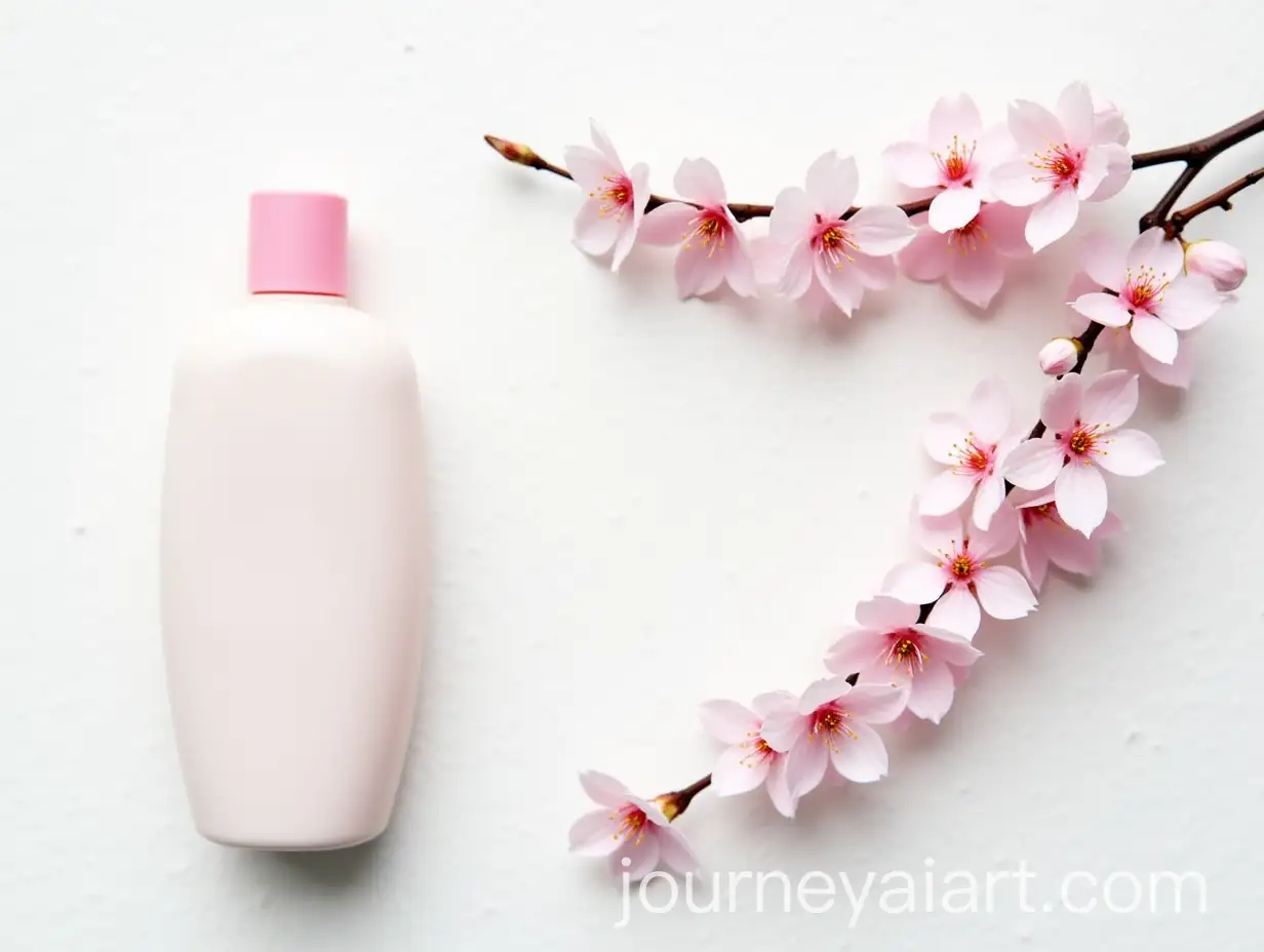 Hair-Conditioner-Bottle-with-Sakura-Blossoms-on-Table