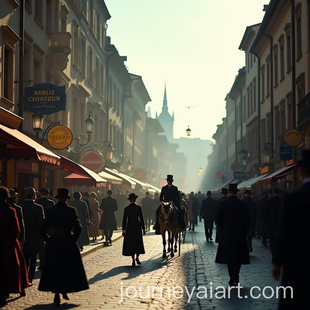 AI-Image-Prompt-ExpansionBustling-Austrian-City-Street-in-1900-with-Period-Clothing-and-HorseDrawn-Carriages
