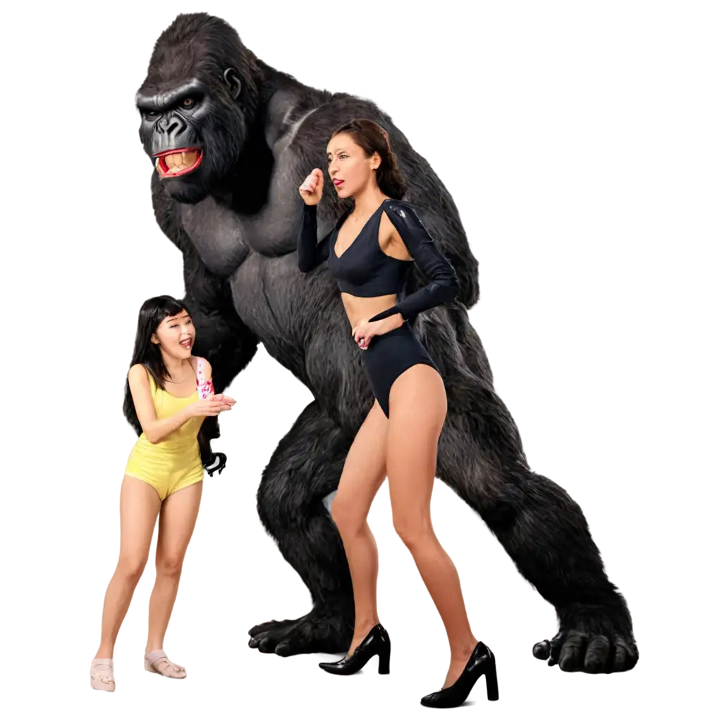 King-Kong-with-Girls-PNG-Image-HighQuality-Artwork-for-Creative-Use