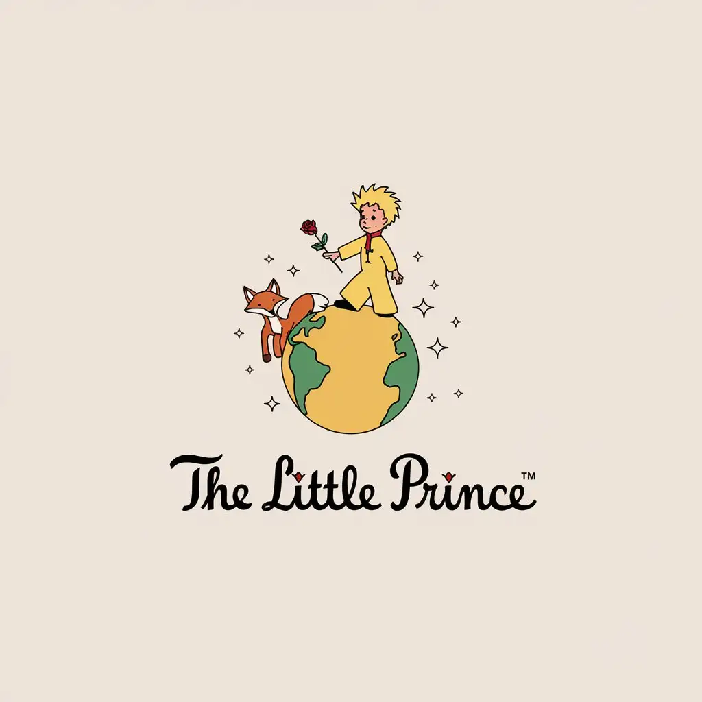 a vector logo design,with the text "the little prince", main symbol:the little prince fox rose,Moderate,clear background