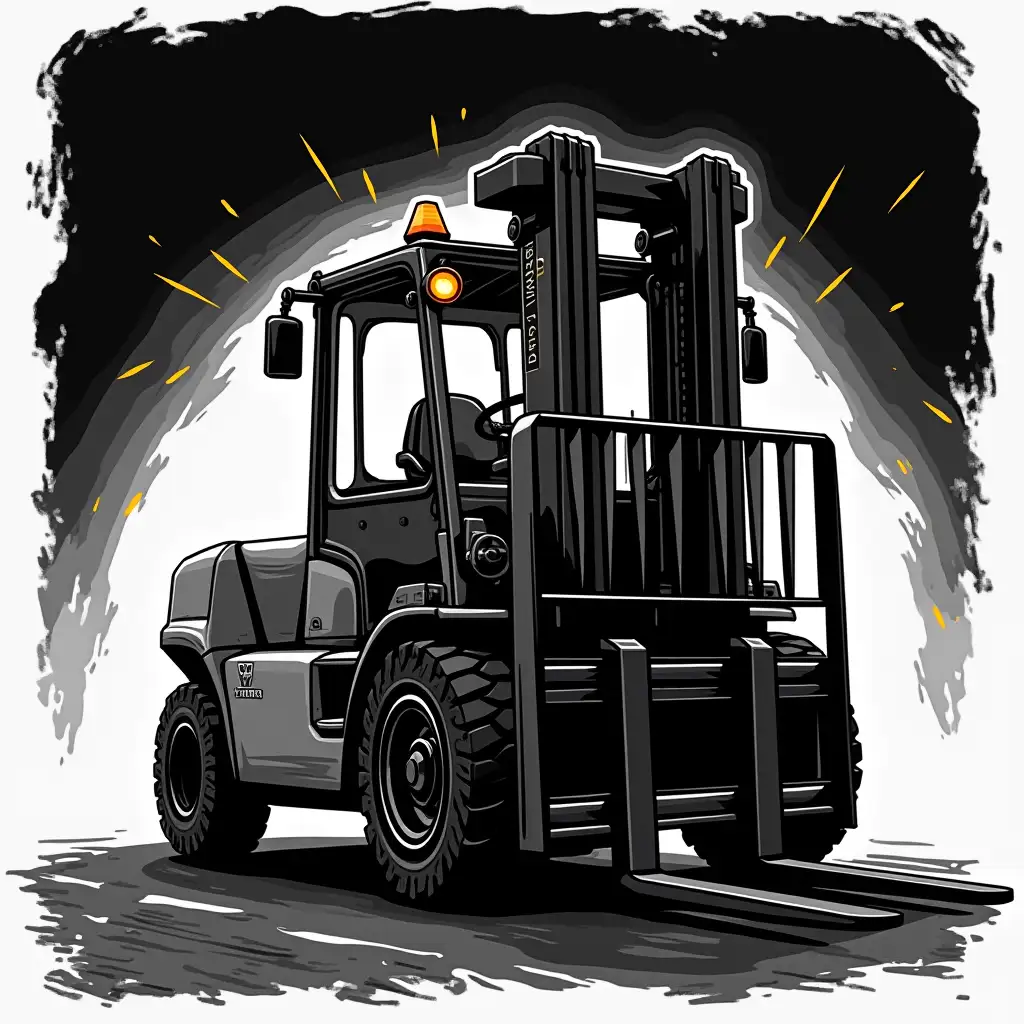 Forklift-in-Action-with-Hazard-Lights-and-Sound-Waves