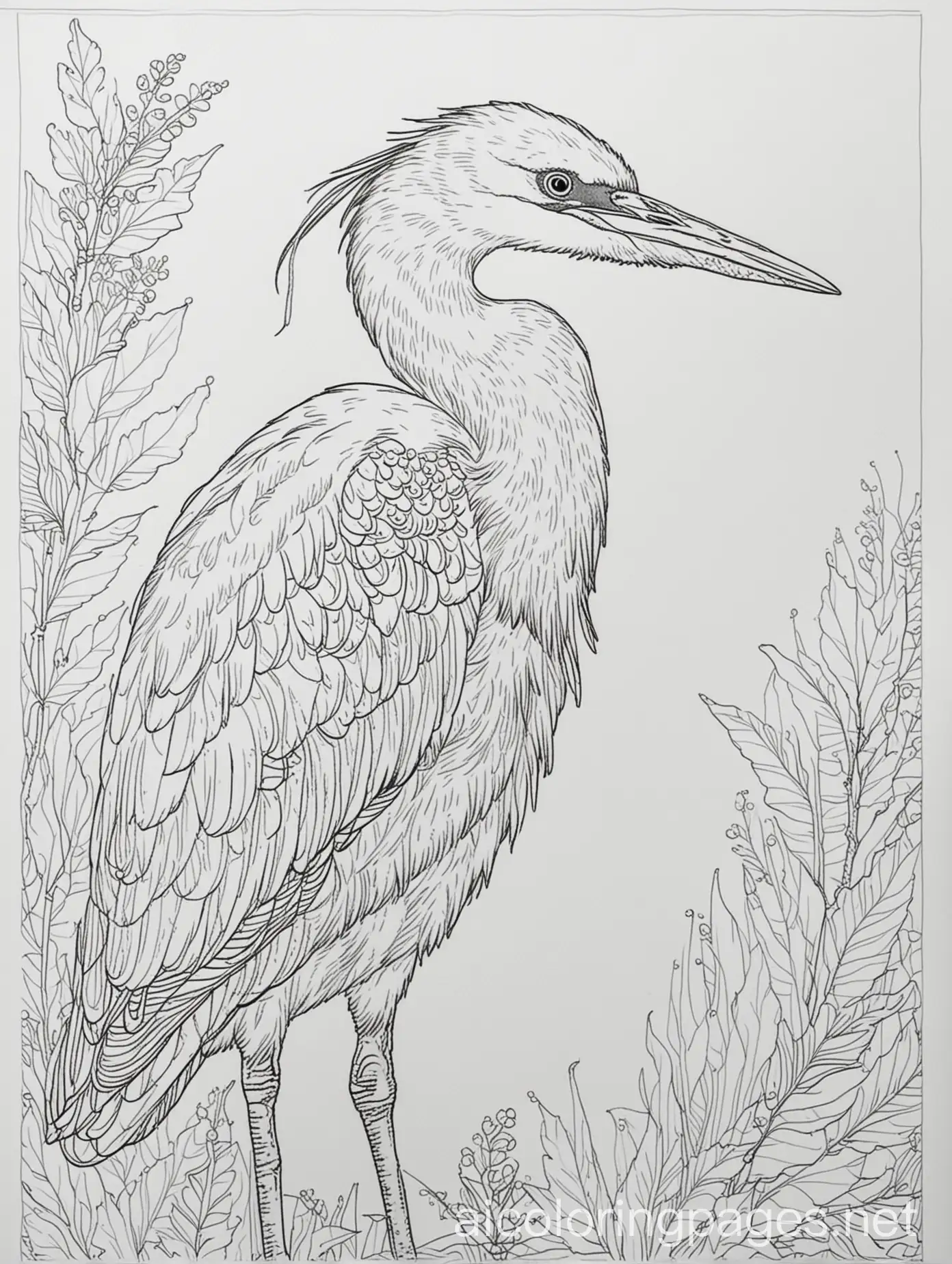 Simple-Heron-Coloring-Page-with-Ample-White-Space