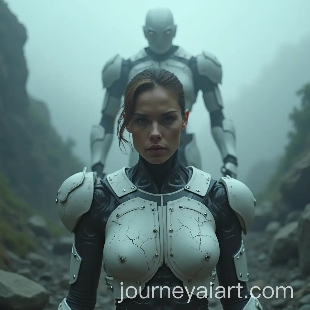 BattleWorn-Android-Woman-in-a-Misty-Dystopian-Valley
