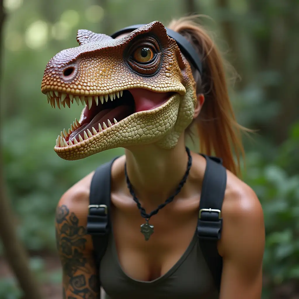 Humorous-Female-Velociraptor-with-Straps