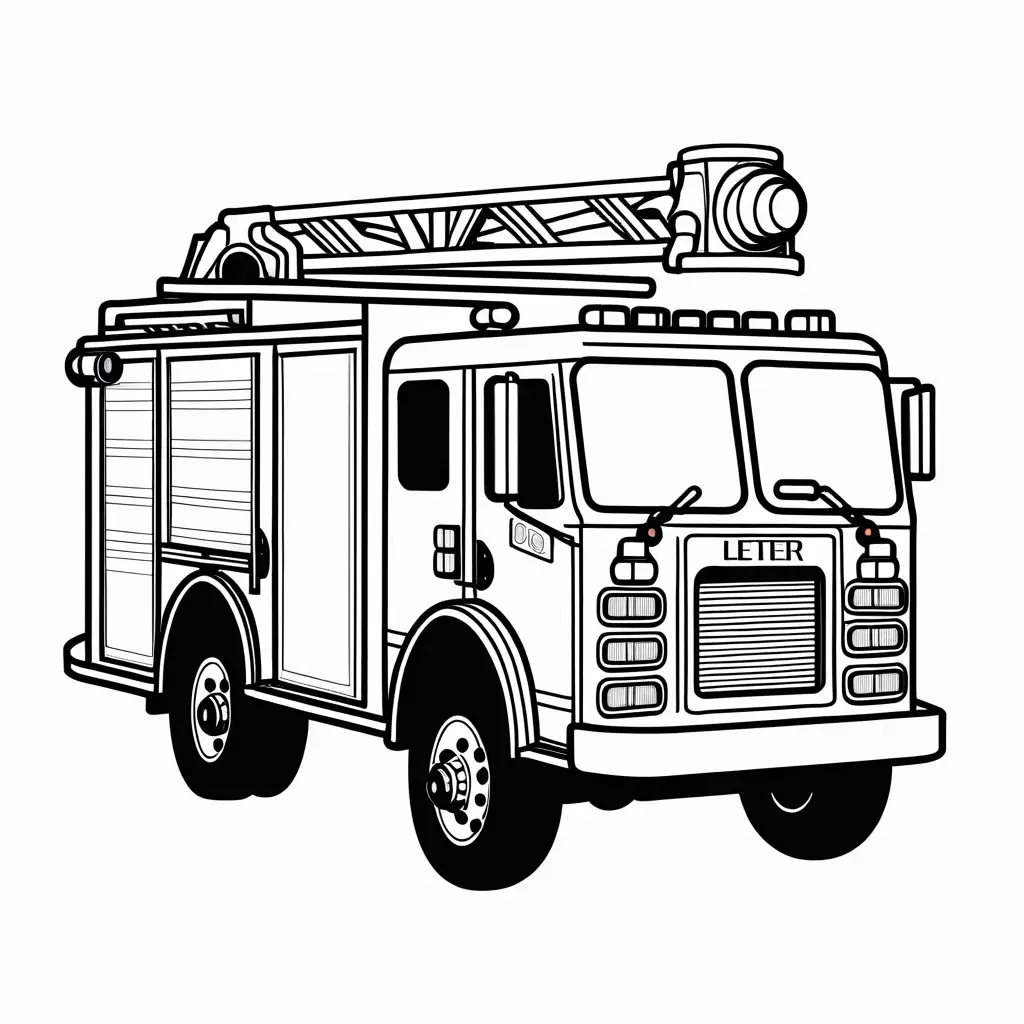 Simple-Firetruck-Outline-Coloring-Page-with-Siren-on-White-Background