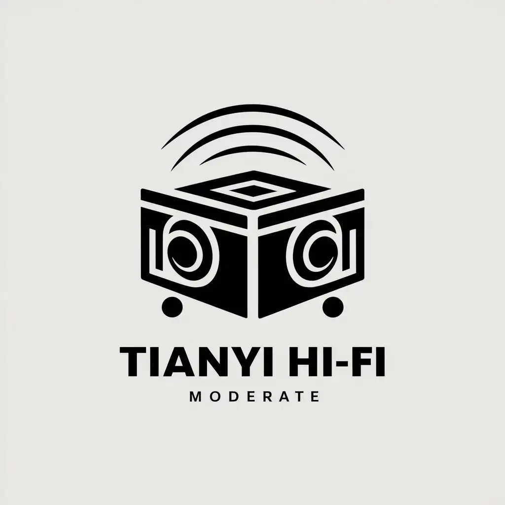 a vector logo design,with the text "Tianyi hi-fi", main symbol:soundbox,Moderate,be used in Entertainment industry,clear background