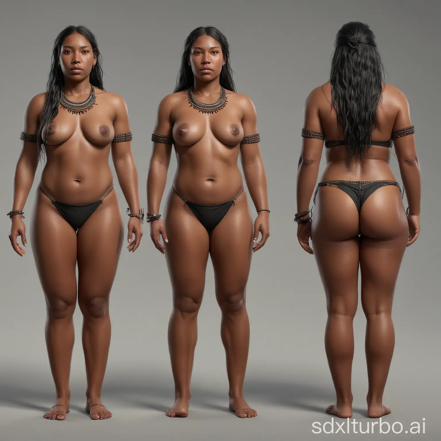 Hyperrealistic-Portrait-of-a-Thick-Black-Native-Woman