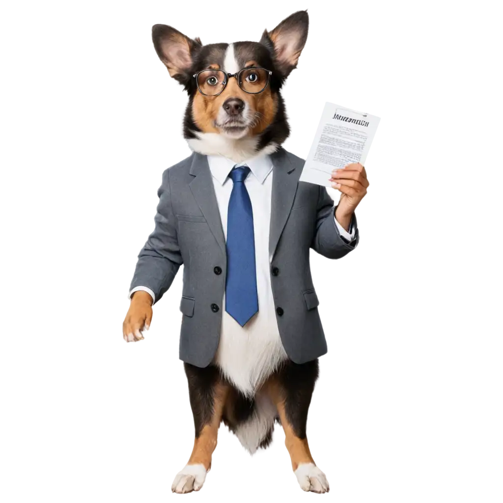 PNG-Image-of-a-Dog-Wearing-Glasses-Reading-Insurance-Policy-Documents-for-Fun-and-Quirky-Visuals