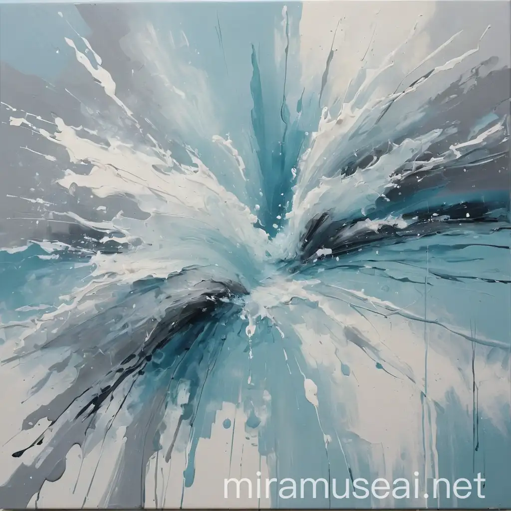 Abstract Painting of Swimming Pool in Blue White and Grey Tones