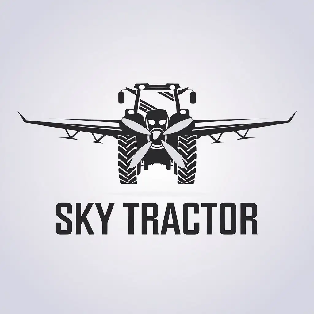 LOGO Design for Sky Tractor Minimalistic Flying Tractor with Airplane Propeller and Wings