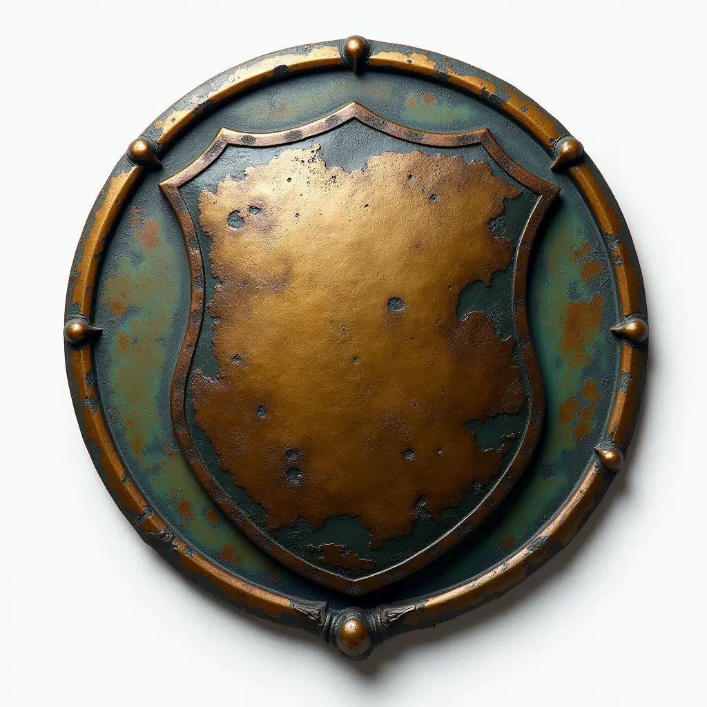 bronze shield with patina