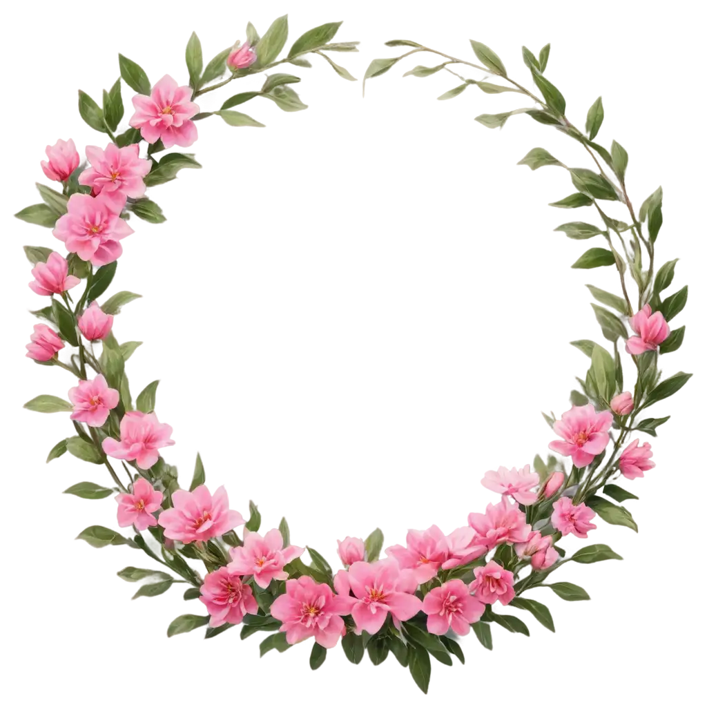 Elegant-Round-Frame-of-Pink-Flowers-PNG-Image-for-HighQuality-Designs