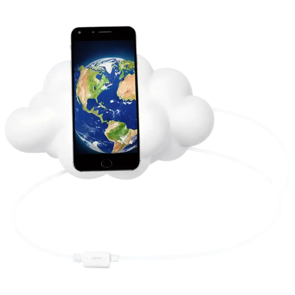 Earth-Connected-to-a-Cloud-Through-a-Phone-Cable-PNG-Image-Concept