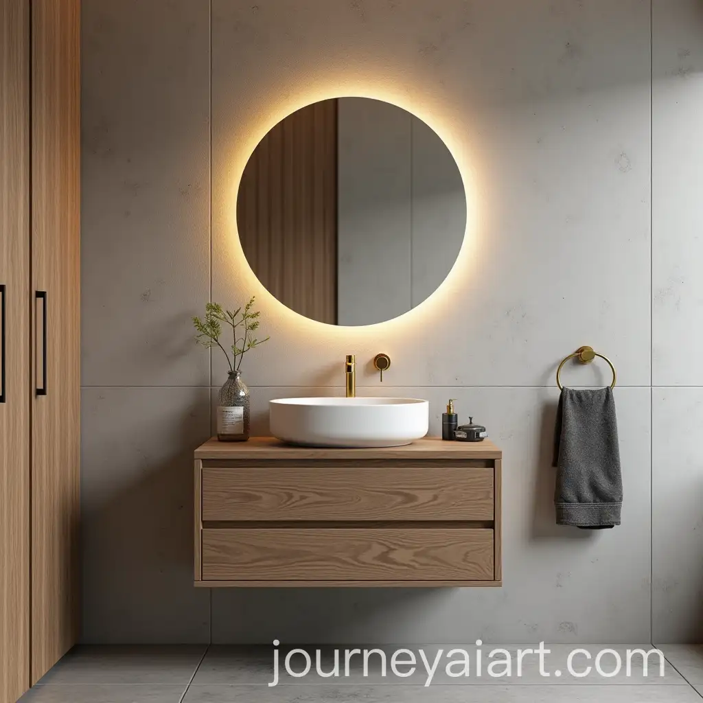 Modern-Small-Bathroom-with-Microcement-Walls-and-Warm-Lighting