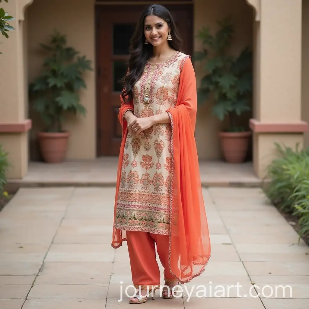CaptAI-Image-Prompt-Expansionivating-Young-Indian-Woman-in-Stylish-Winter-Salwar-Kameez