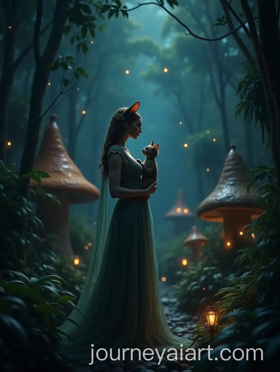 Enchanted-Jungle-Scene-with-CatHeaded-Queen-and-Her-Baby