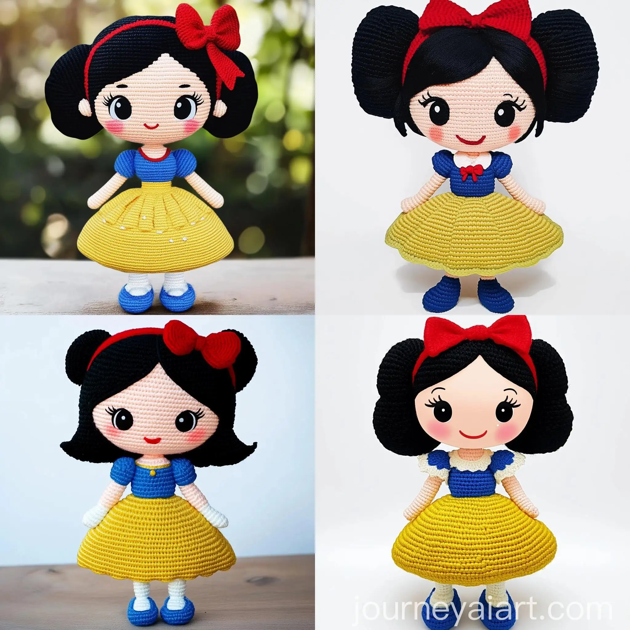 Amigurumi-Crochet-Little-Girl-with-Black-Hair-and-Red-Bow