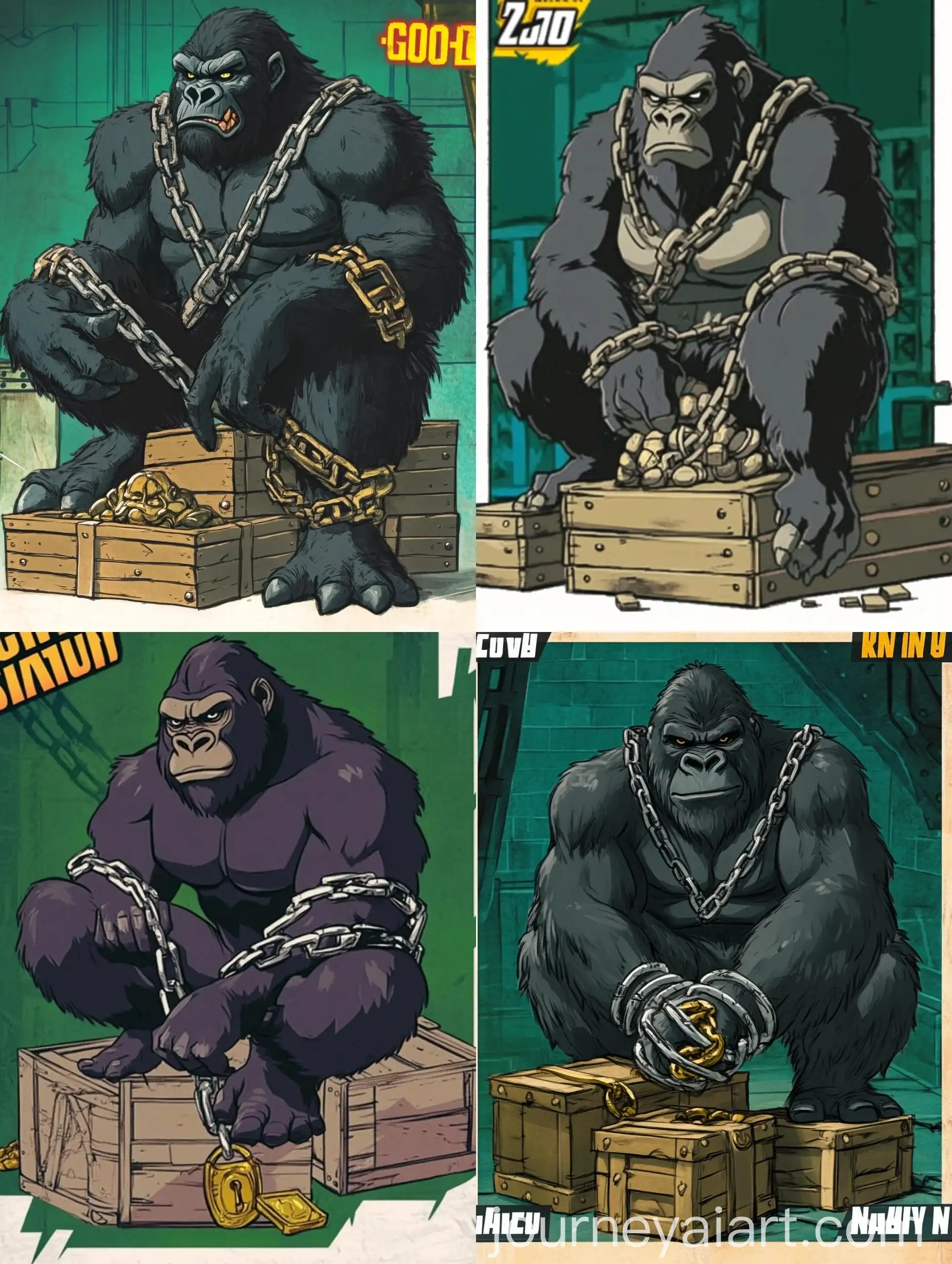 Giant-Gorilla-Guarding-Treasure-with-Wooden-Crates