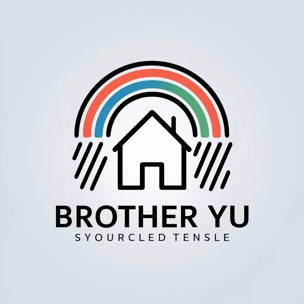 a vector logo design,with the text "Brother Yu", main symbol:rain, rainbow, house,Moderate,be used in Internet industry,clear background