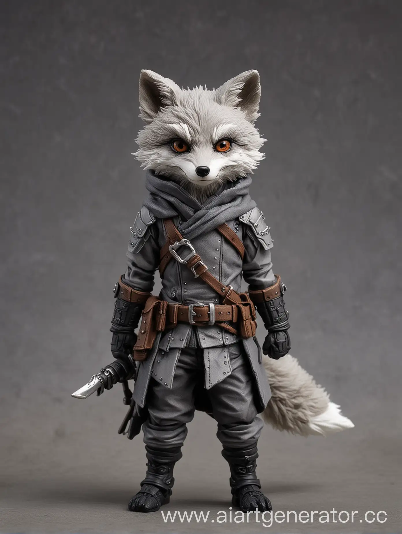 Sleek-Small-Grey-Assassin-Fox-Hunting-in-Moonlit-Forest