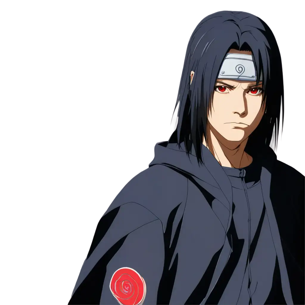 HighQuality-PNG-Illustration-of-Itachi-Uchiha-in-Akatsuki-Cloak-with-Sharingan-Eyes