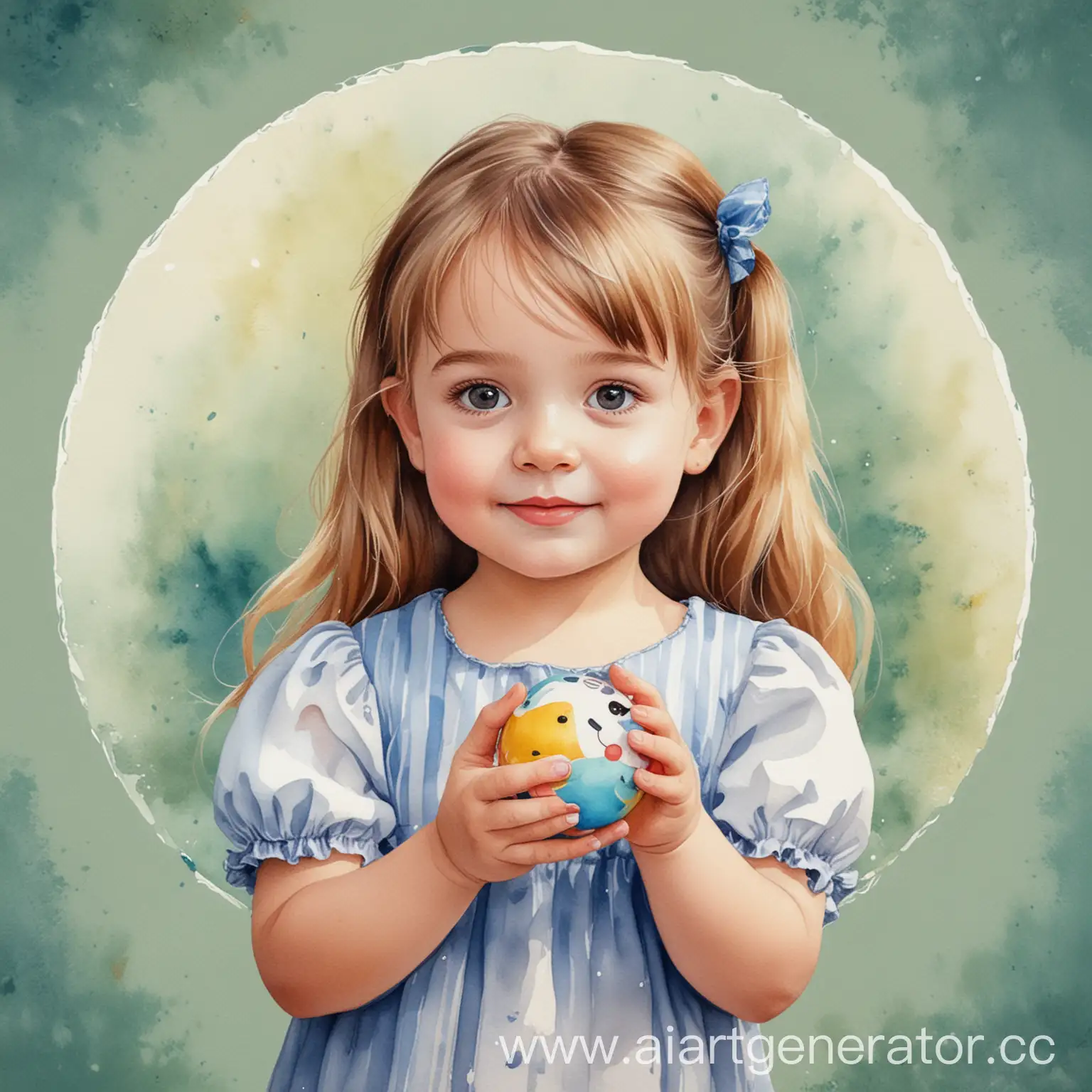 Sweet-Girl-Holding-a-Toy-with-Watercolor-Circular-Background