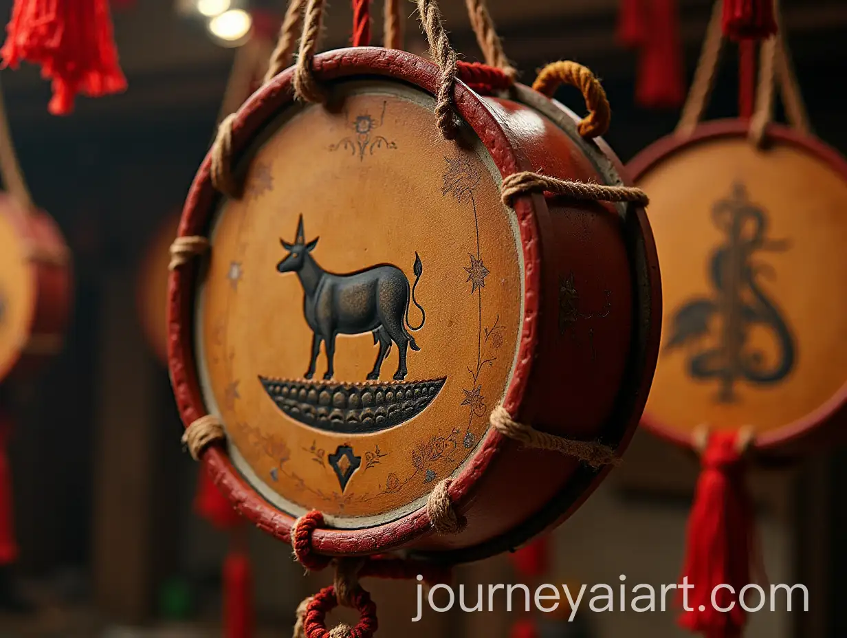 Unique-Shiv-Ji-Drum-Hanging-from-a-Trishul-with-Traditional-Engravings