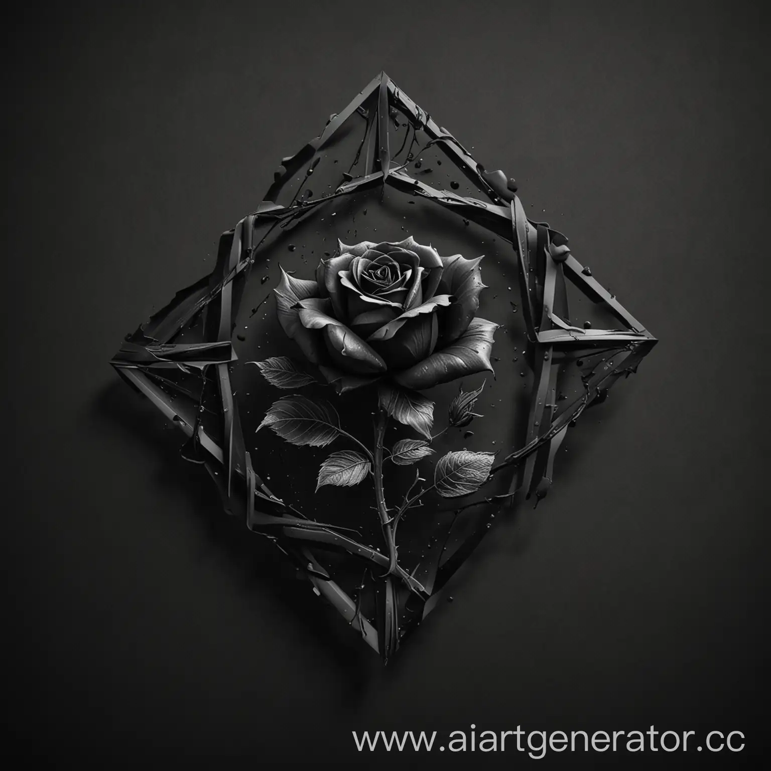 Falling-Rose-in-Black-Rombus