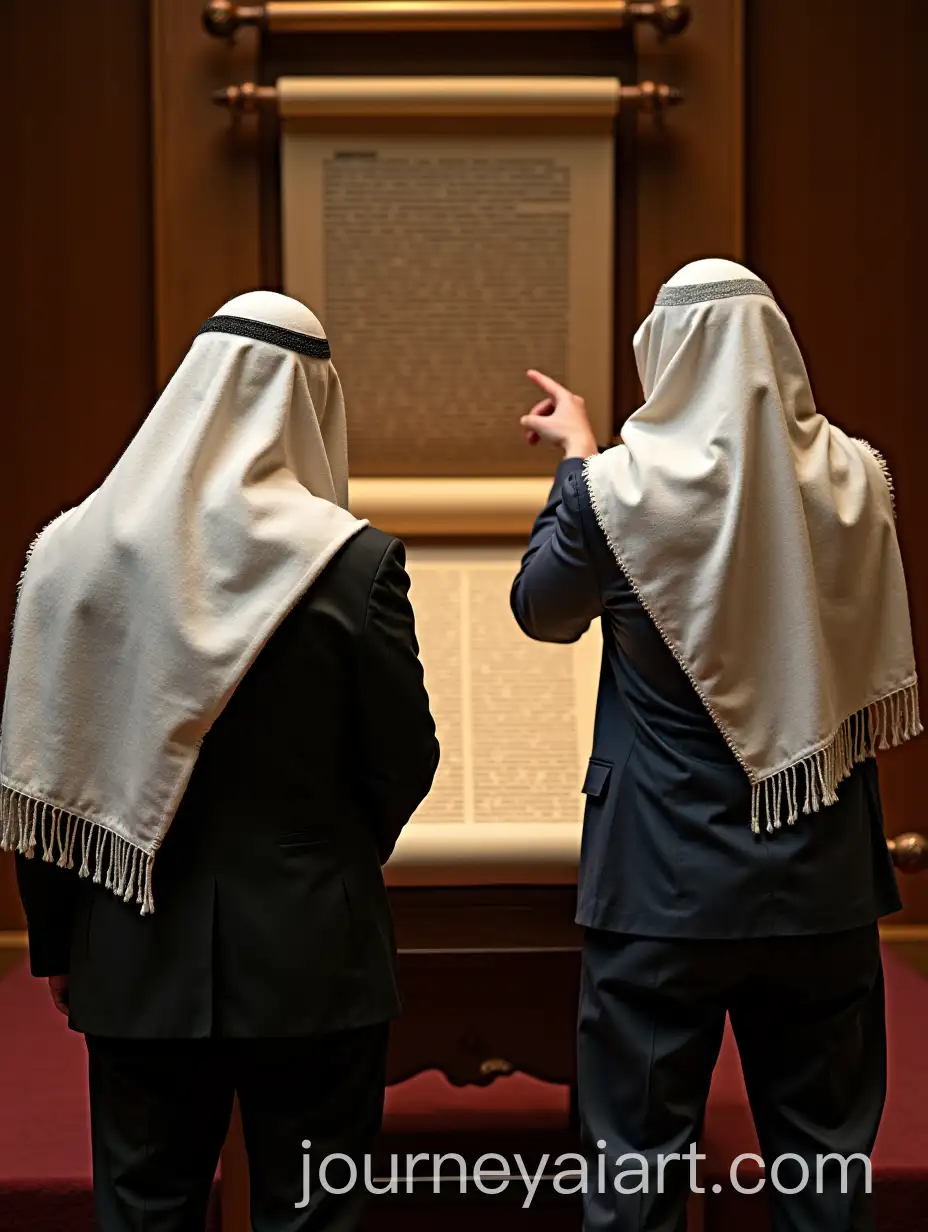 Two-People-Reading-Torah-Scroll-with-Tallis-and-Yad