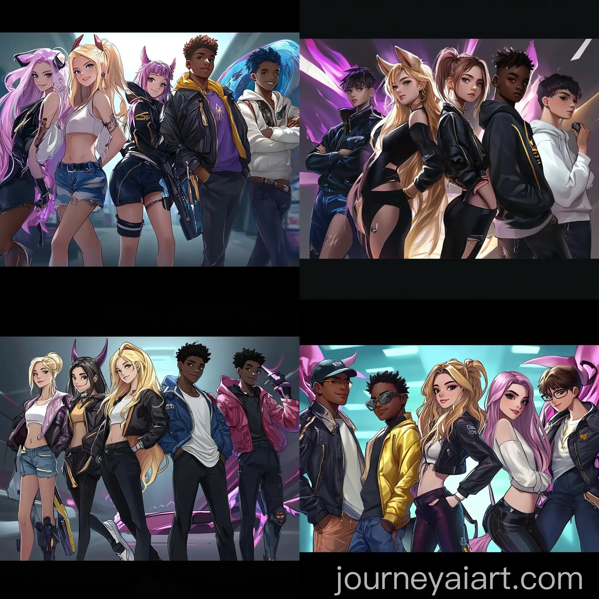 Diverse-Group-of-Children-in-Anime-Style-Illustration