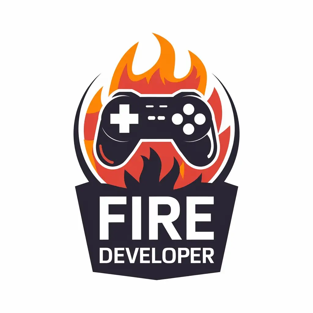 LOGO Design for Fire Developer Vector Logo with Game Symbol on Clear Background