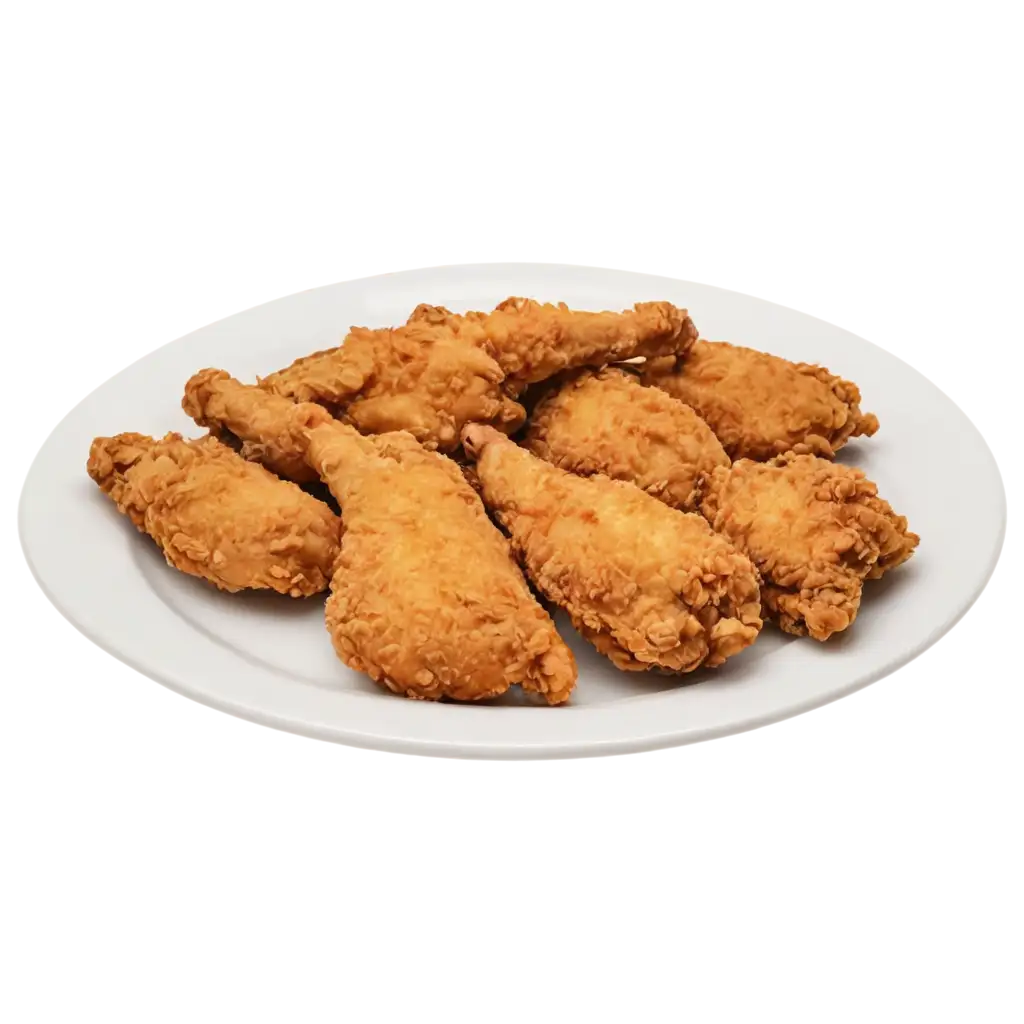 Crispy-Chicken-on-a-White-Plate-PNG-Savory-Delights-in-HighResolution-Clarity