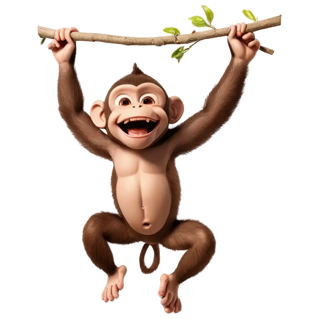 Mischievous-Monkey-Swinging-from-Branch-to-Branch-PNG-Image-Creation