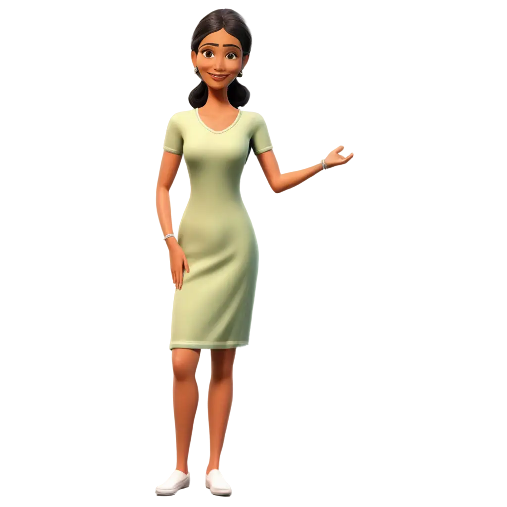 Indian-Thin-Aunty-Cartoon-Character-PNG-for-Versatile-Design-Applications