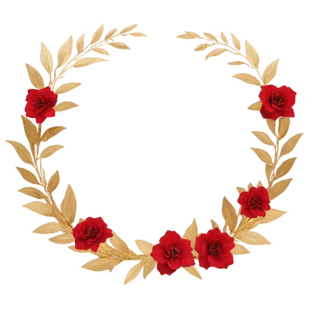 Stunning-PNG-Image-of-Beautiful-Red-Flowers-and-Gold-Wreath-for-Versatile-Use