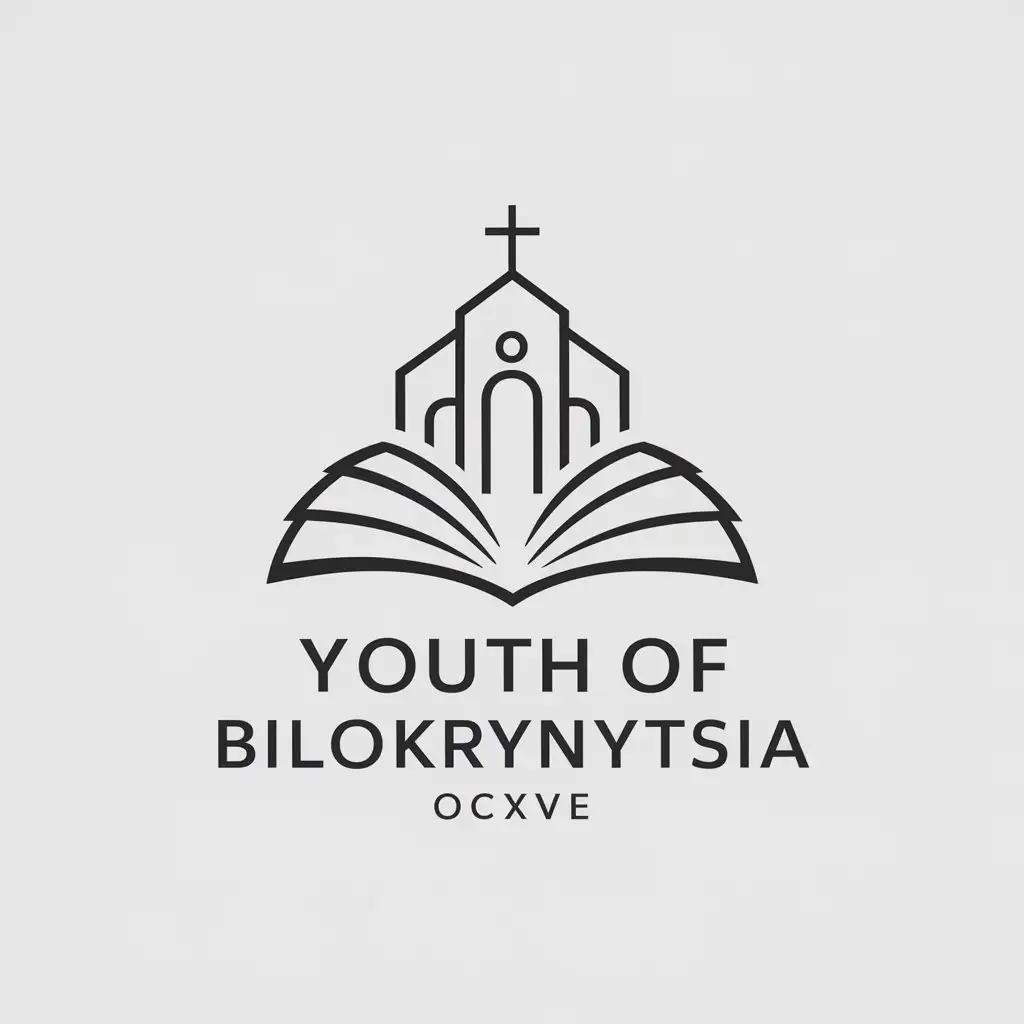 LOGO-Design-For-Youth-of-BiloKrynytsia-OCXVE-Church-and-Book-Symbolism-for-Religious-Industry