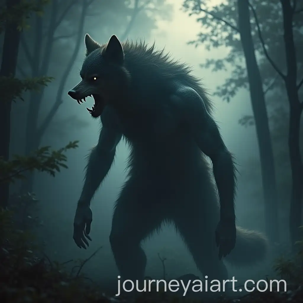 Man-Transformed-into-Werewolf-with-Wolf-Spirit-Behind-Him
