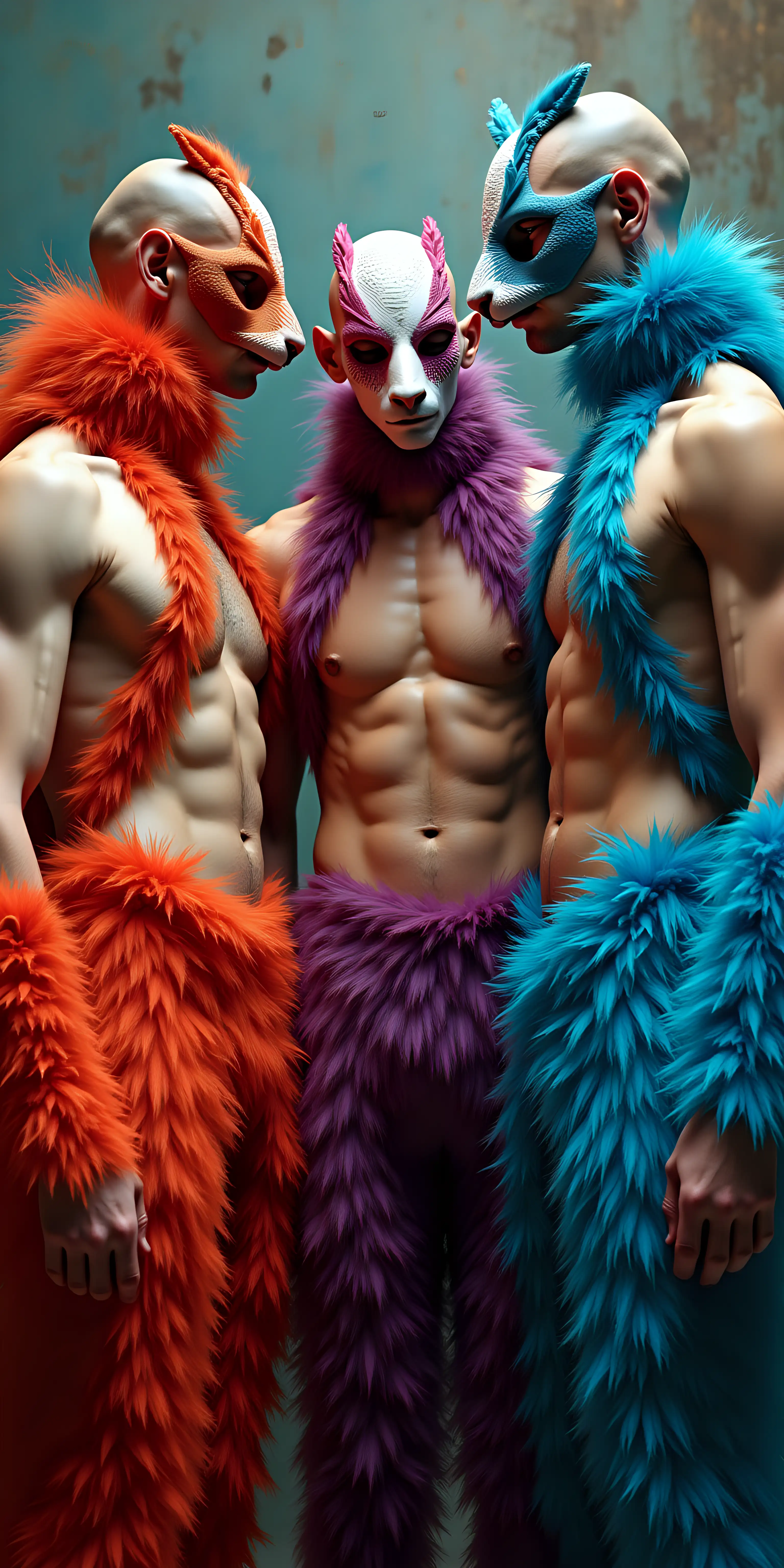 Muscular Young Models in Colorful AvantGarde Catsuits