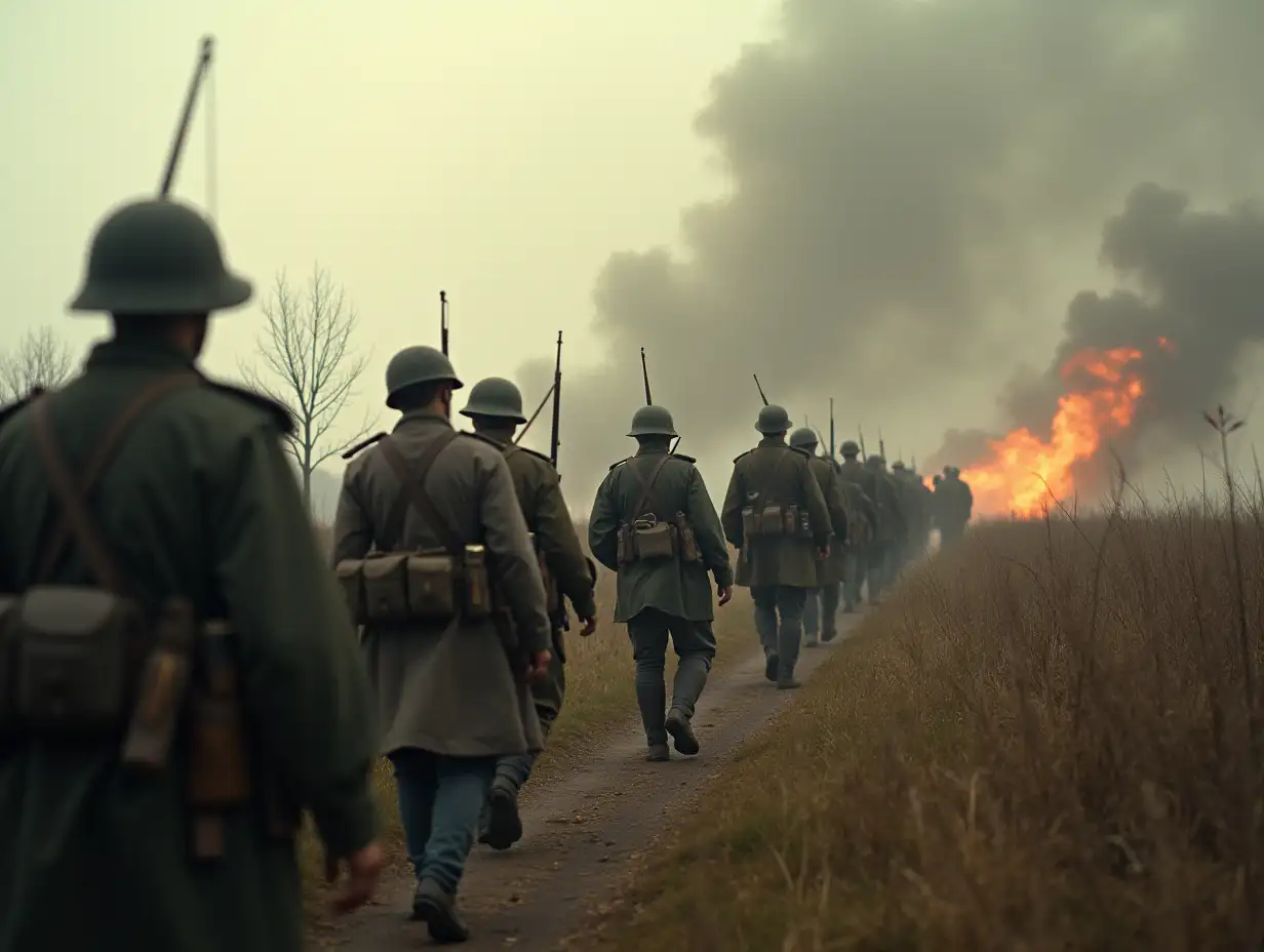 World War I, Russian Empire, or Battle of Osowiec, color, cinematic style