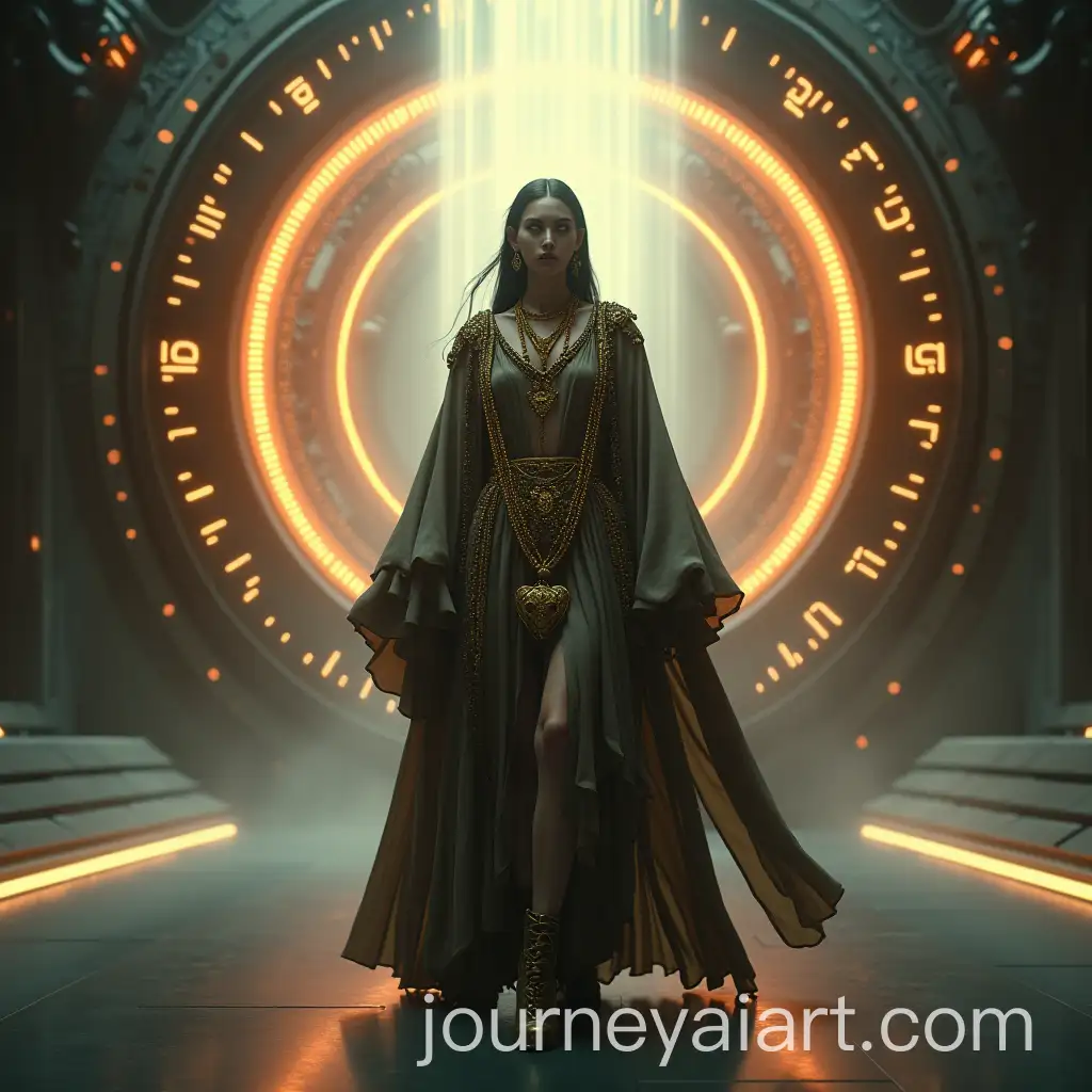 Futuristic-Mystic-Figure-in-Glowing-Robes-Under-Radiant-Light