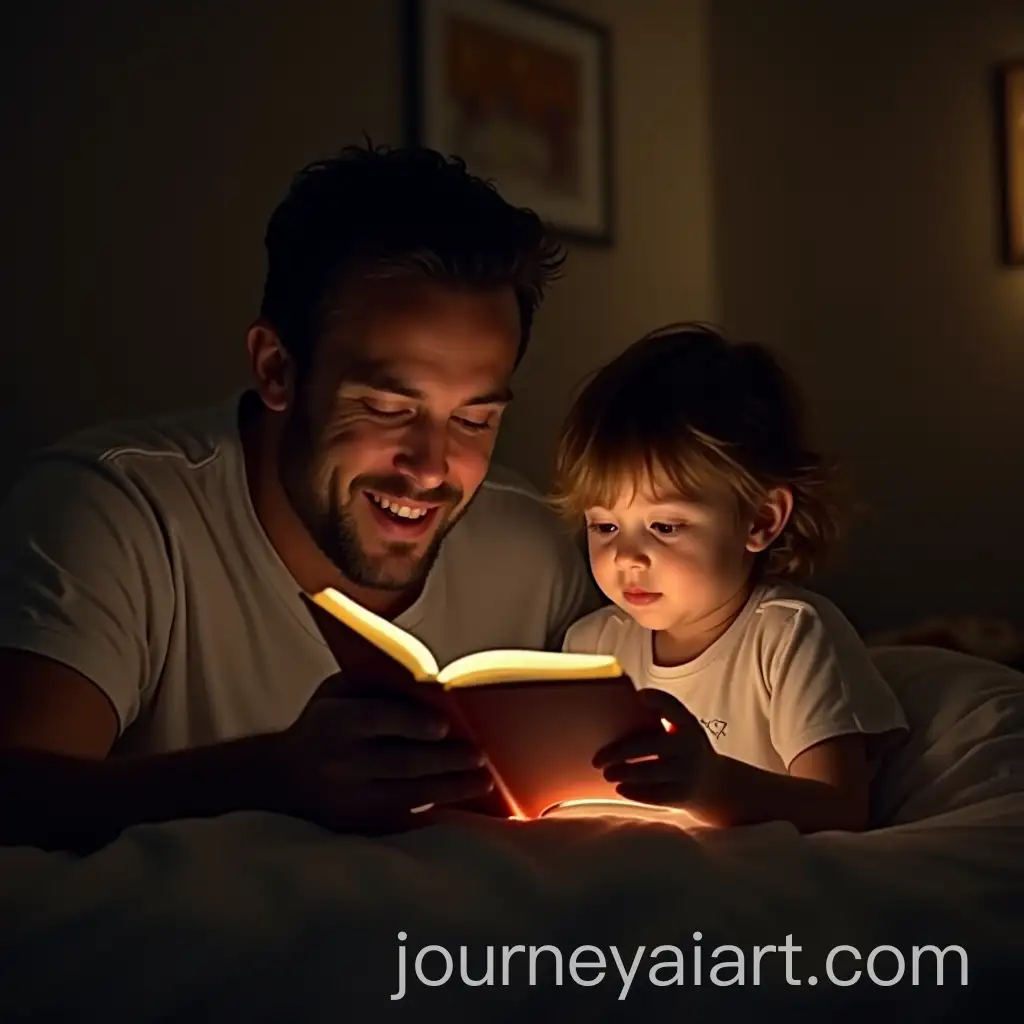Dad-Reading-a-Story-to-His-Child-in-a-Cozy-Lit-Bedroom