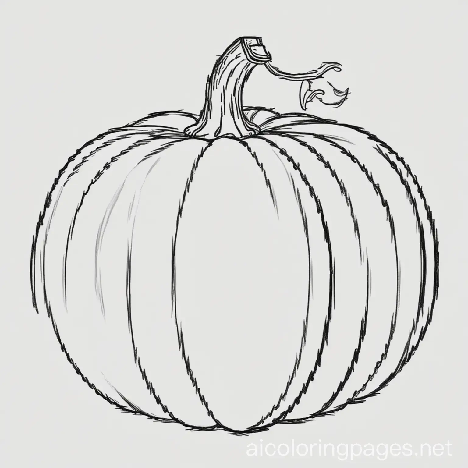 fall pumpkin, Coloring Page, black and white, line art, white background, Simplicity, Ample White Space. The background of the coloring page is plain white to make it easy for young children to color within the lines. The outlines of all the subjects are easy to distinguish, making it simple for kids to color without too much difficulty