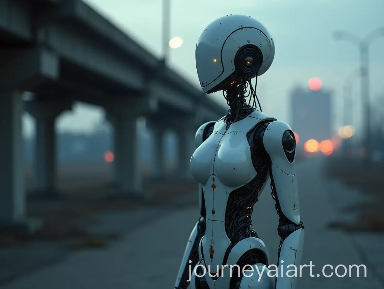 HumAI-Image-Expansion-SEOanoid-Robot-Relay-in-a-PostApocalyptic-Ruined-Overpass