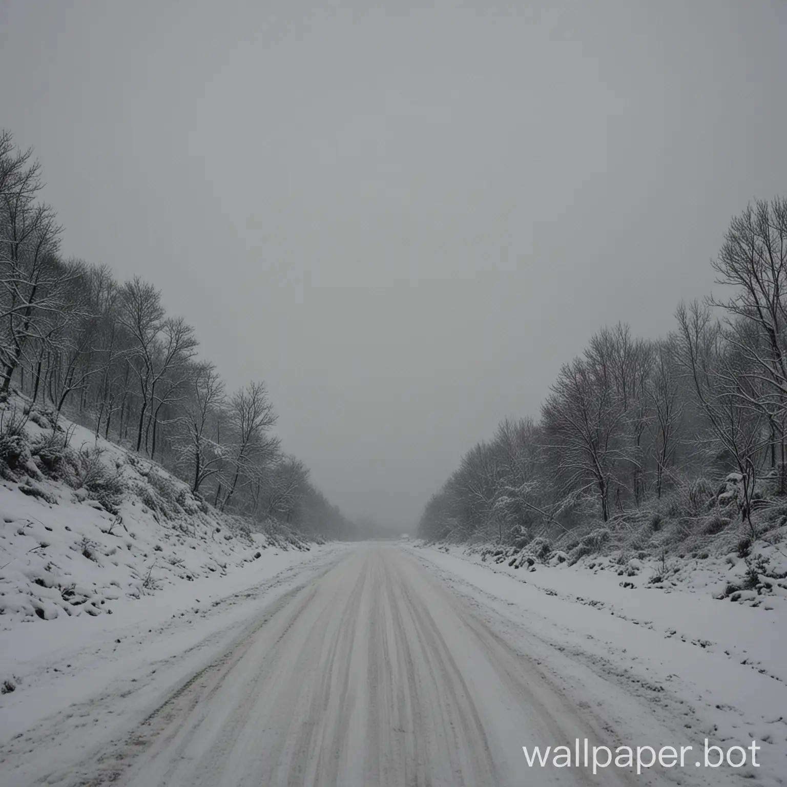 Serene-Winter-Landscape-SnowCovered-Road-Amidst-Forest